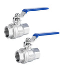 Two Pack Full Port Ball Valve Three Quarter Inch 304 Stainless Steel With NPT Female Ends And Heavy Duty Blue Vinyl Insulated Handle