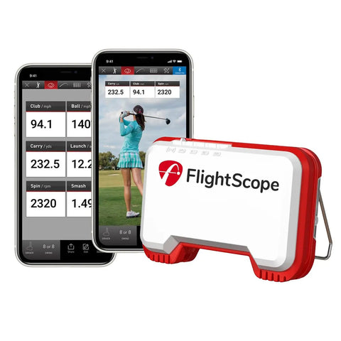 Mevo Golf Launch Monitor With SelfieGolf Clip And Signature Case A Real Time Data Pack With 8 Swing Metrics shown with apps