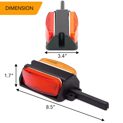 Pre Wired RV Fender Clearance Trailer Light Set Left And Right dimensions; 8.5" length, 3.4" width, 1.7" height