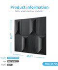 Massive 3D Diamond Pattern PVC Wall Panels Black 19.7 Inch Square Pack Of 12 Tiles Real 1 Inch Raised Texture Easy Install