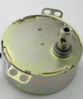 Tiny 110V Synchronous Gear Motor For Cup Turners, Two To Three RPM, showing front view, silver finish, 7mm shaft