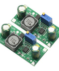 Beefy Two-Pack DC-DC Buck Converter Modules From 48V-100V Range To 1.25V-48V Adjustable Power Supply Board, top view