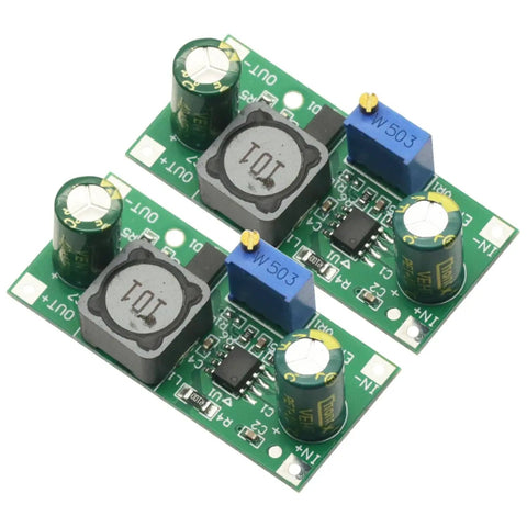 Beefy Two-Pack DC-DC Buck Converter Modules From 48V-100V Range To 1.25V-48V Adjustable Power Supply Board, top view
