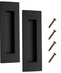 6 Inch Recessed Pocket Door Pull Matte Black 304 Stainless Steel Rectangular Finger Flush Sliding Closet Barn Door Handle Heavy Duty 2 Pack for Easy Access and Modern Interior Doors Rust Proof Built Tough with screws