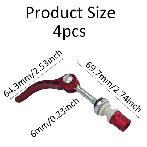 4 Pack 6mm Bike Seatpost Quick Release Pins Alloy Seatpost Clamp Bolts Universal Binder Skewer for Mountain