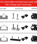 Thin Rip Jig Table Saw Guide For Precise Narrow Cuts With Dial Indicator Gauge components and track compatibility diagram