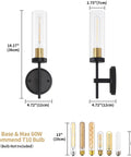 Dimensions of Black Wall Sconce Lighting Modern Vanity Fixture With Clear Glass Shades Dimmable Over Mirror Bath Lights.