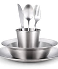 Stainless Steel Camping Mess Kit For 1 Person Portable Tableware Set With Plate Cup Bowl Cutlery Knife Spoon Travel Case Trail Ready