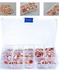 Super 280pcs Purple Copper Flat Washers M5 M20 Metric Kit For Auto Hybrid Electric Sealing Jobs Where Brass Gaskets Offer Heat Resistance And Wear Protection For Heavy Duty Usage On Your DIY Projects And Engine Repair Tasks At Home Right Now in plastic organizer box