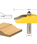 Raised Panel Cabinet Door Router Bit With Ogee Bead Edge Three And A Half Inch Diameter One Half Inch Shank For Table Mounted Router Pro Grade Micro Grain Tungsten Carbide Blades Induction Brazed For Maximum Strength And Durability with dimensions and wood sample
