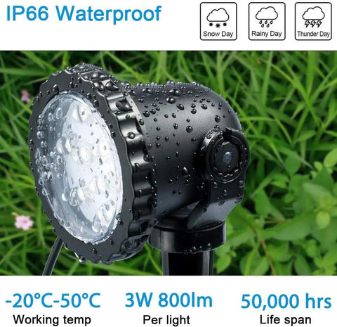 Close-up of 12W Outdoor Spot Lights With Transformer Hella Bright Warm White LED Landscape Lighting Kit, IP66 Waterproof