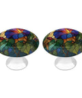Morning Glory Flower Stained Glass Round Cabinet Knobs With Screws, 2 pack displayed on white surface