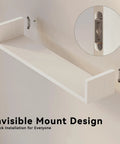 Fresh White Floating Wall Shelves Set Of Four U Shaped Wall Mounted Bookshelf showing invisible mount design for easy installation.