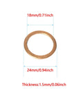 Copper Washer Set Go-To For Marine Equipment And Heavy Duty Machinery, 50 Pc M18 Copper Sealing Washers Kit, size 18x24x1.5mm