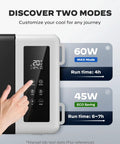 Beast Mode 32 Quart Portable Car Fridge Freezer control panel showing max and eco modes and temperature display.