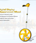 SENECESLI Distance Measuring Wheel with Backlit Digital Display, Telescopic, 23-40 inch length, yellow wheel, suitable for outdoor measurement.