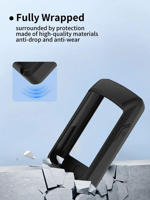 Rugged Soft Shell Case For ELEMNT ROAM V3 GPS Cycling Computer Beefy Silicone Leather Blend Shock Absorption Black Finish