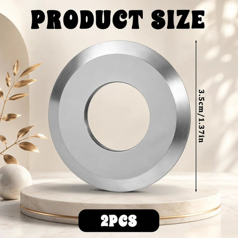 2 Pack Replacement Blades For Manual Wire Stripper 35Mm OD And 16Mm ID, silver steel cutters, 3.5cm size, high precision.