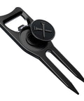 Black Six In One Premium Golf Divot Tool With Magnetic Ball Marker Bottle Opener Club Tee Groove Cleaner And Putting Alignment