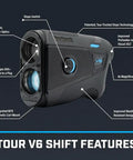 V6 Shift Laser Rangefinder With Slope Compensation And PinSeeker, 6X Magnification, 1300 Yard Range, Magnetic Mount detailed image