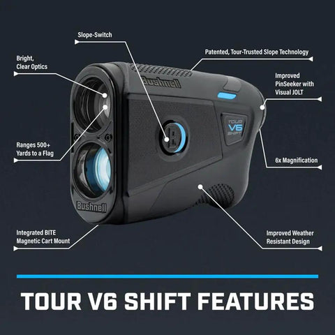 V6 Shift Laser Rangefinder With Slope Compensation And PinSeeker, 6X Magnification, 1300 Yard Range, Magnetic Mount detailed image