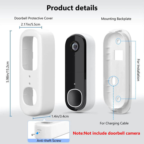 Anti Theft Doorbell Bracket For Arlo Video Doorbell 2K 2nd Gen, Easy No Drill Mount, weatherproof design with anti-theft screw