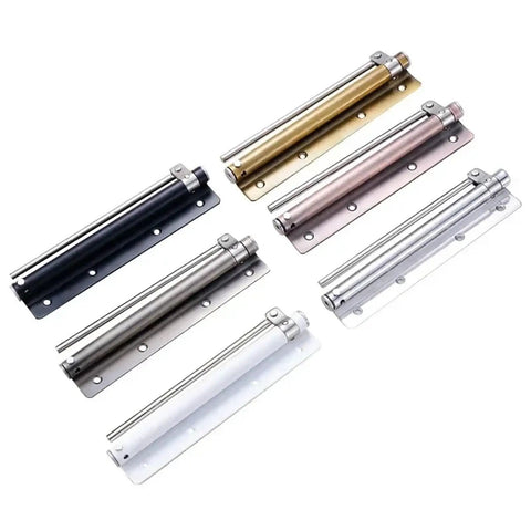 Adjustable Auto Close Door Closure For Outdoor Gates Aluminum alloy closers in different finishes, multiple angles shown.