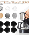 12 Piece Kitchen Appliance Sliders Set With Self Adhesive Pads shown with coffee maker to prevent scratches on countertops.
