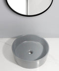 USZWBY Vessel Sinks Ceramic Vessel Sink Simple Round Matte Gray Artistic Countertop Basin Hotel Bathroom Bathroom Bowl Sink on marble countertop.