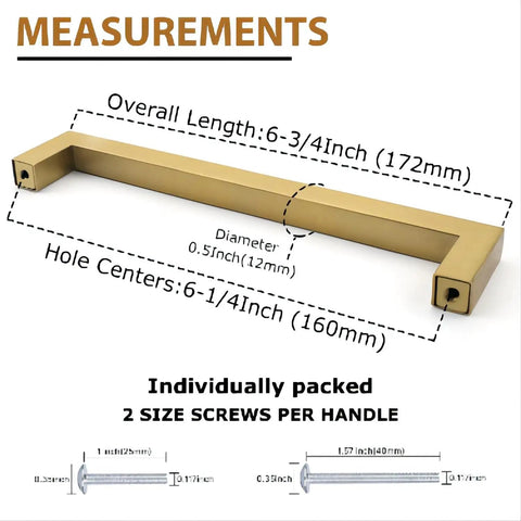 30 Pack Gold Kitchen Cabinet Pulls, Premium Stainless Steel Square Drawer Handles For Cabinets And Drawers, illustration