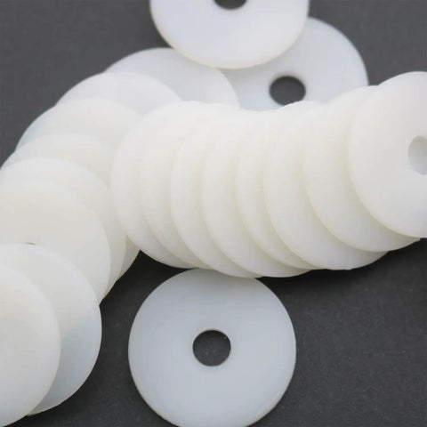 20 Pc Nylon Flat Washers Electrical Components Faucet Repair Kit Heavy Duty fasteners stacked on dark surface.