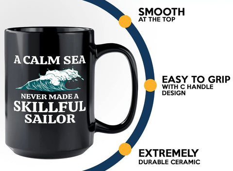 15oz Black Sailor Coffee Mug For Boaters And Sailors Dope Morning On The Go Coffee Cup Nautical Gift For Lake Lovers Boat Captain Gift Funny Coffee Mug For Family And Friends