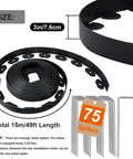 Durable Flexible Landscape Edging Border Kit 49 Feet Long 3 Inch High With 75 Metal Stakes HDPE Garden Fence Edge shown with stakes