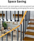 Heavy Duty Metal Hand Railing Spindles With Rock Solid Square Stair Balusters And Two Hundred Seventy Degree Pivot Bracket For Top Shelf Porch Deck Banisters Indoors Or Outdoors Ninety Centimeters One Pack showing a space-saving design with wooden railing and balusters.