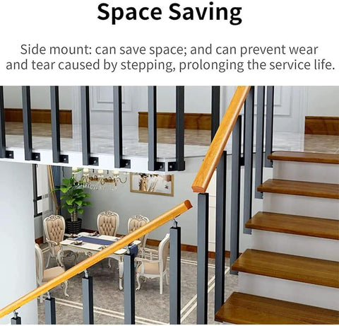 Heavy Duty Metal Hand Railing Spindles With Rock Solid Square Stair Balusters And Two Hundred Seventy Degree Pivot Bracket For Top Shelf Porch Deck Banisters Indoors Or Outdoors Ninety Centimeters One Pack showing a space-saving design with wooden railing and balusters.