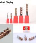 AYCHOLIZ 5pc micrograin carbide square end mill set with TISIN coating in red plastic holders; 1/16 in, 4-flute.