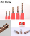 5 Pcs Carbide Square End Mills One Eighth Inch Shank 4 Flute CNC Milling Bits TiSiN Coated For Alloy Steel And Cast Iron HRC55