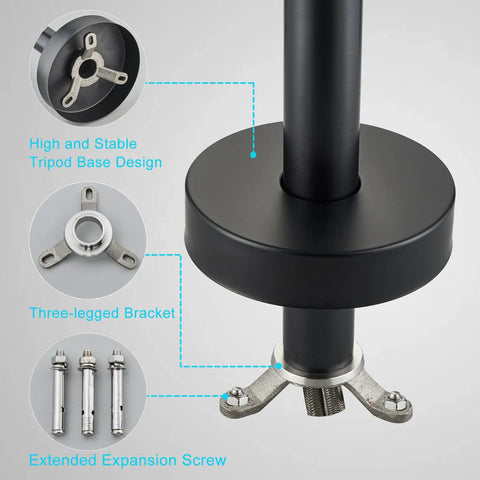 Oil Rubbed Bronze Floor Mounted Bathtub Faucet base with tripod design and 3/8 inch connectors for stability.