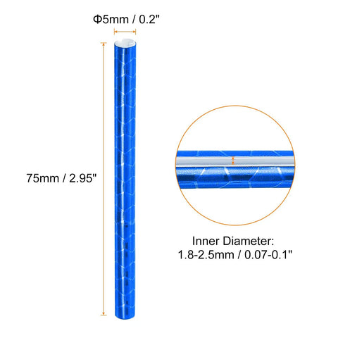 36-Piece Bike Reflective Spoke Skins 0.2 Inch Plastic Spoke Reflectors Covers Trim Wrap Delivers 360 Degree Visibility For Road Mountain Bikes And Motorcycles Blue - single blue spoke skin showing dimensions and diameter.