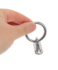 Hand holding a Rock Solid Stainless Steel Pad Eye Plate with M5 threads, ideal for marine rigging and hammock suspension.