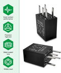 Heavy Duty 12 Volt 5 Pin Fuel Pump Relay Pair Straight Swap Automotive Electrical Component with metal coated wire.