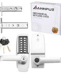 Mechanical Entry Keypad Door Lock With Key And Auto Locking Push Button Code, Single Sided Combination, Brushed Nickel