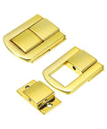 4 Pack Heavy Duty Gold Zinc Alloy Toggle Catch Lock Kit With Quick Install Screws in shiny gold, ideal for jewelry boxes and wooden cases.