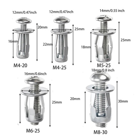 Heavy Duty Hollow Wall Anchors Kit With M4 M5 M6 M8 Petal Jack Nuts And Expansion Screws, Drywall Anchors, sizes M4-20, M4-25, M5-25, M6-25, M8-30