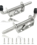 5 Inch Spring Loaded Latch Pin Heavy Duty Barrel Bolt Door Lock Stainless Steel with Mounting Screws 2 Pack Silver Finish