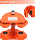 Workhorse 2 Ton Manual I Beam Trolley with dual wheels, close-up view showing sturdy steel construction and smooth operation rollers