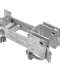 Chain Link Double Gate Latch For One And Five Eighths To Two Inch Gate Frames Strong Arm Beefy Gate Latch with bolts visible