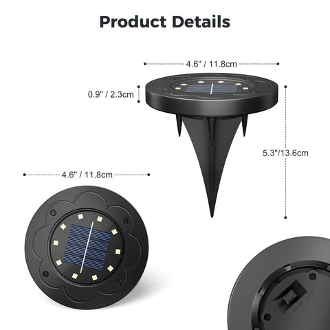 14 Pack Solar In Ground Pathway Lights With 10 LED Bulbs Each, Waterproof Outdoor Landscape Lighting dimensions and design