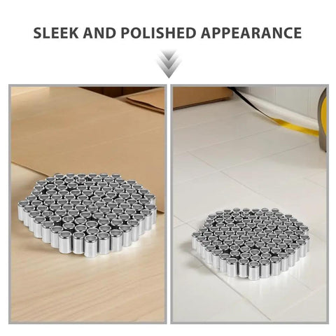 100Pcs Hydraulic Hose Fitting Ferrules Stainless Steel High Pressure Crimp Sleeves Pipe Couplings arranged in hexagonal shape