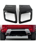Stainless Steel Rear Bumper Exhaust Trim Kit With Black Coating For Evoque 2010 2018 Tailpipe Trim Parts, top and rear view